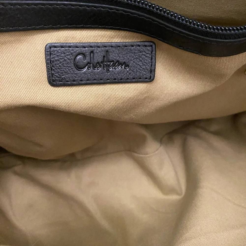 Cole Haan Unisex Black Leather Bag / Messenger / Laptop / Briefcase Silver